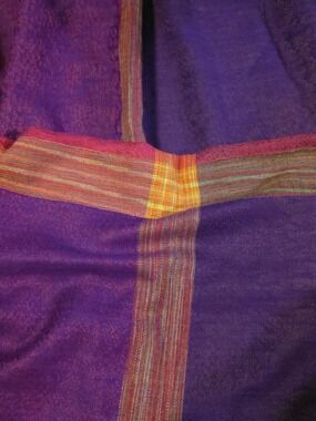 4/$25 Deal! Vibrant Purple Scarf with Warm Multicolor Stripes
